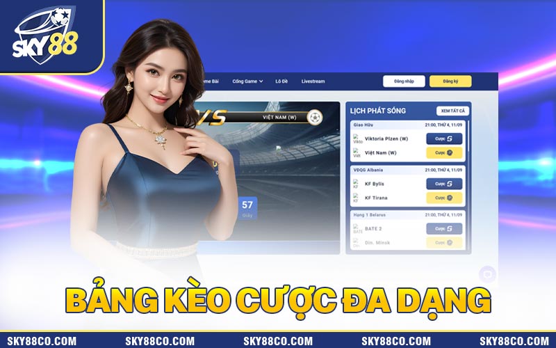 Bảng kèo cược đa dạng được Sky88 cập nhật liên tục 